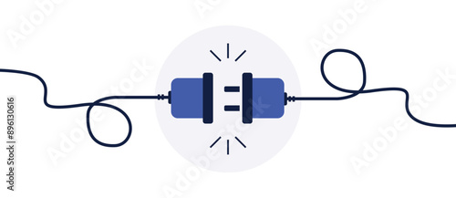 404 error page not found banner. Cable and socket. Cord plug. System error, broken page. Disconnected wires from the outlet. For website. Web Template. Popping window. Blue. Eps 10