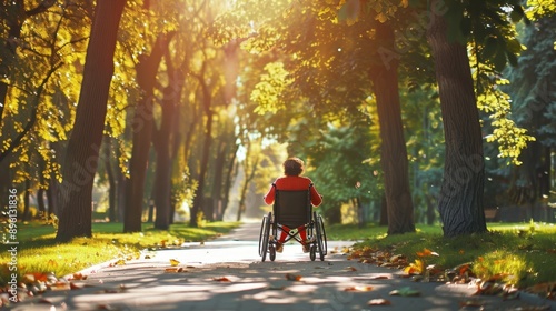 The person in wheelchair outdoors photo