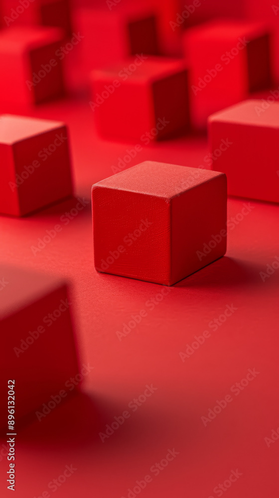Obraz premium Red cubes on red background, close-up