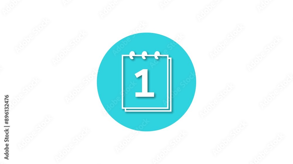 Calendar icon cyan color simple shape circle animation white background Calendar icon cyan color simple shape circle animation white background