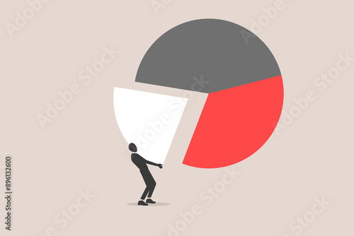 Businessman bring arrange pie chart as rebalancing investment portfolio to suitable for risk and return. concept of Investment asset allocation and rebalance