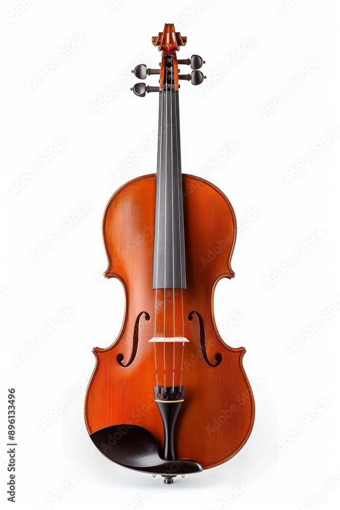 Fototapeta premium Beautiful Handcrafted Violin on White Background with Detailed View