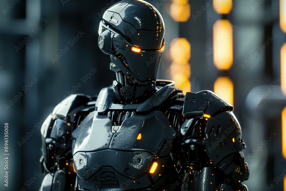 Futuristic Robot with Glowing Eyes in Dark Background, Surrounded by White and Gray Architectural Elements, Oil Painting Style, Symmetrical Composition, Cool Colors, and Mysterious Atmosphere Futuristic Robot with Glowing Eyes in Dark Background, Surrounded by White and Gray Architectural Elements, Oil Painting Style, Symmetrical Composition, Cool Colors, and Mysterious Atmosphere
