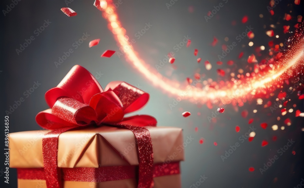 festive background, gift box with red bow festive background, gift box with red bow