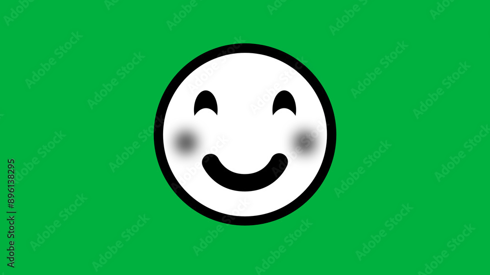 Fototapeta premium black and white blushing emoji isolated