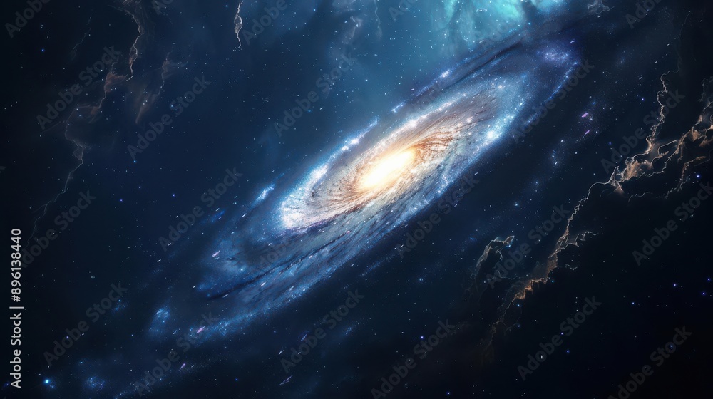 Stunning image of a spiral galaxy illuminated by cosmic light, showcasing the beauty of the universe in vivid colors and details. Stunning image of a spiral galaxy illuminated by cosmic light, showcasing the beauty of the universe in vivid colors and details.