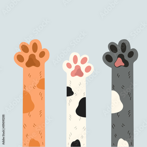 Happy international cat day characters design collection. Set of adorable pet animals. Furry human friends home animals. Flat vector illustration. Cat stickers