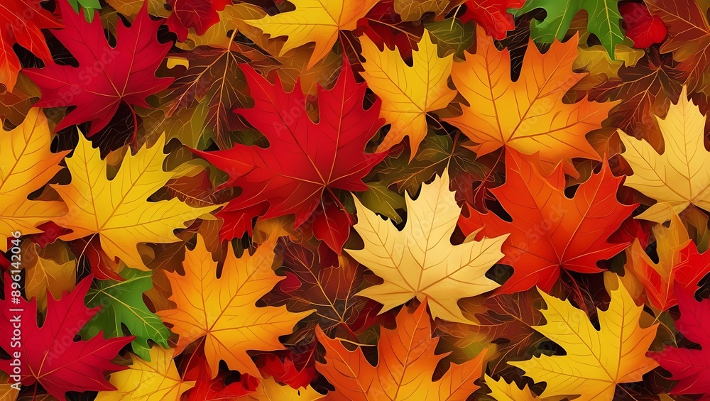 Autumn leaves seamless pattern. Red, orange and yellow maple leaves background. Autumn leaves seamless pattern. Red, orange and yellow maple leaves background.