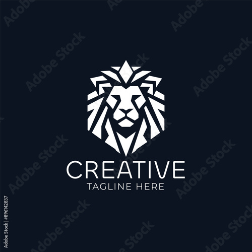 Lion head geometric vector logo design	