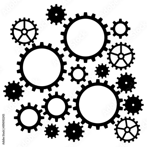 歯車　黒　イラスト　セット
