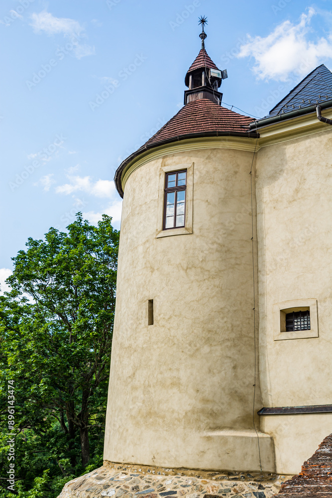 Cesky Sternberk, Czech republic - July 18, 2021. Cesky Sterberk castle is of the mid-13th century, located on the west side of the river Sazava Cesky Sternberk, Czech republic - July 18, 2021. Cesky Sterberk castle is of the mid-13th century, located on the west side of the river Sazava