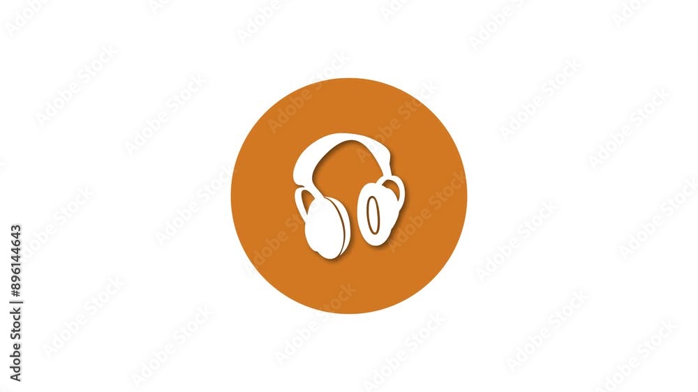 Headphone icon brown color simple shape circle animation white background Headphone icon brown color simple shape circle animation white background