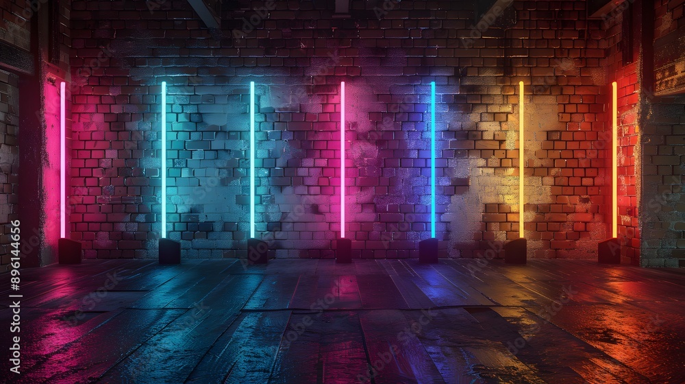 Futuristic Neon Room. Modern and innovative design concept Futuristic Neon Room. Modern and innovative design concept