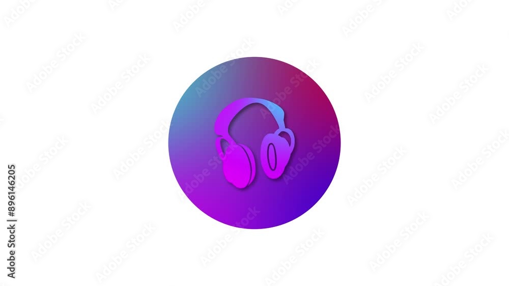 Headphone icon gradient colorful simple shape circle animation white background Headphone icon gradient colorful simple shape circle animation white background