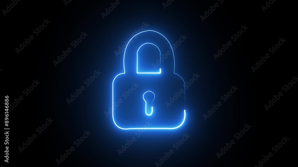 glowing neon pink color lock animation icon security privacy password protection safety animated on black background glowing neon pink color lock animation icon security privacy password protection safety animated on black background