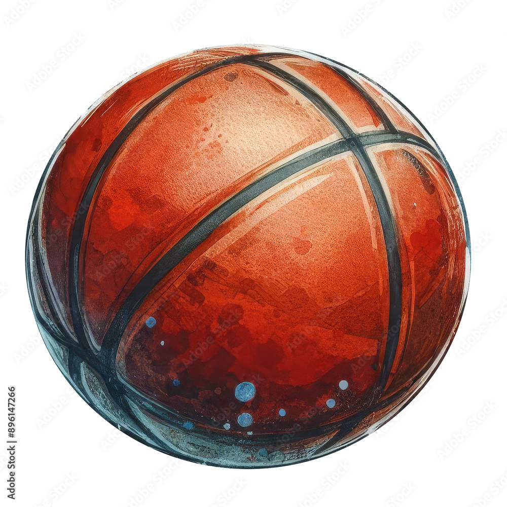 Fototapeta premium Basketball clipart, isolated watercolor vector illustration.