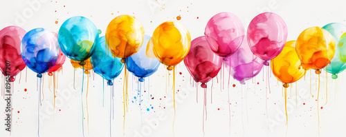 Wallpaper Mural Colorful balloons with watercolor splashes on a Torontodigital.ca