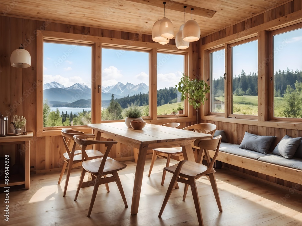 Fototapeta premium room with table on mountain