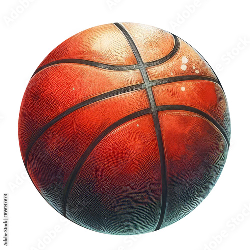Basketball clipart, isolated watercolor vector illustration.