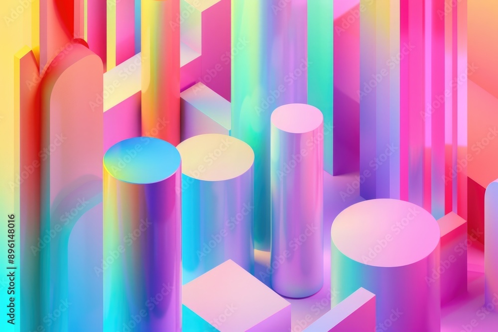 A collection of variously colored cylindrical objects in a room setting A collection of variously colored cylindrical objects in a room setting