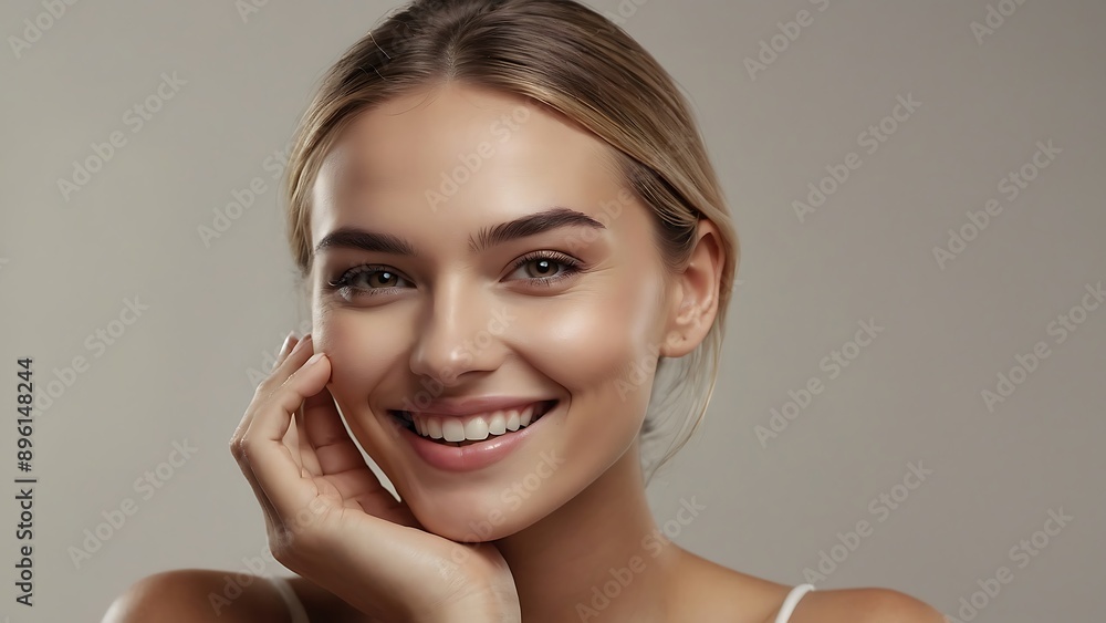 Beauty portrait of a model european woman with beautiful white skin through skin care Beauty portrait of a model european woman with beautiful white skin through skin care