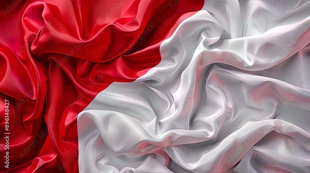 Red and white satin fabric forming an elegant background Red and white satin fabric forming an elegant background