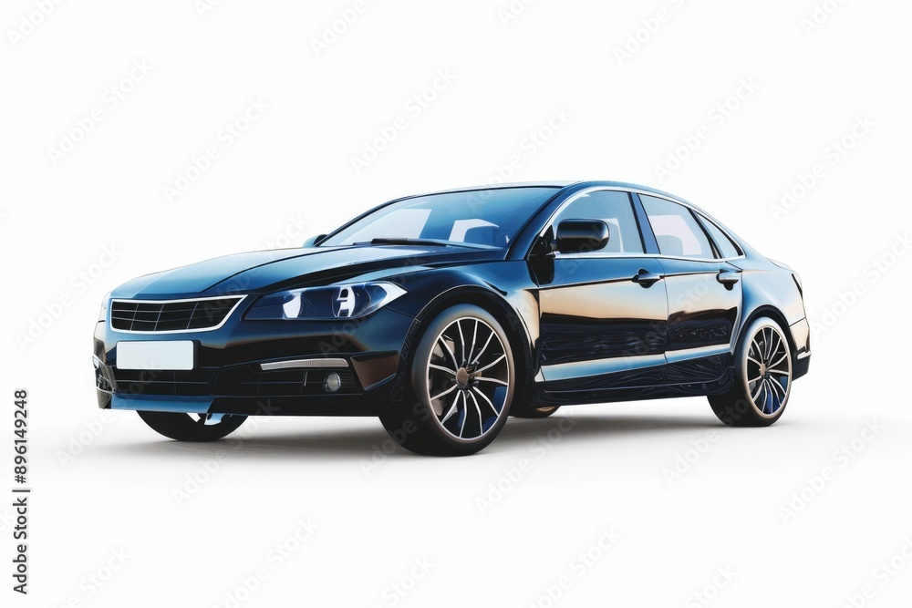 A black car is sitting on a plain white background A black car is sitting on a plain white background
