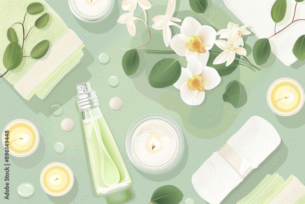 A detailed illustration of a spa treatment menu, featuring a range of luxurious options to pamper and relax. From massages to facials, every treatment is designed to rejuvenate the mind and body. A detailed illustration of a spa treatment menu, featuring a range of luxurious options to pamper and relax. From massages to facials, every treatment is designed to rejuvenate the mind and body.