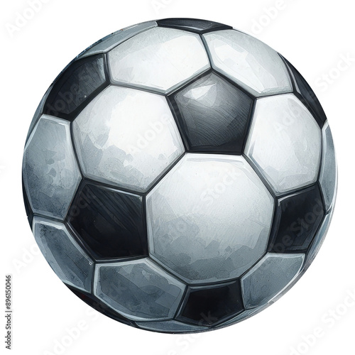 football, soccer ball watercolor vector, white background, isolated image.