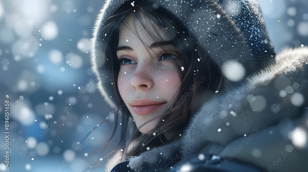 Winter Portrait of a Smiling Woman Winter Portrait of a Smiling Woman