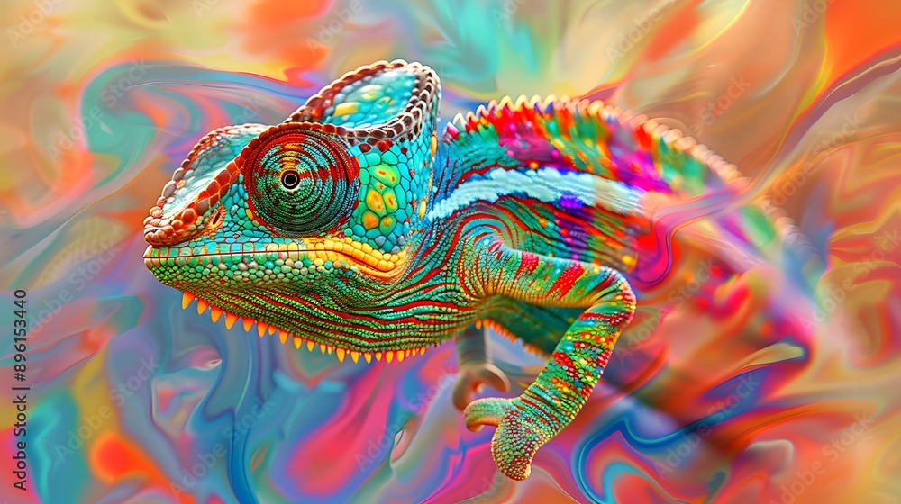 Ever-changing Chameleon. Vibrant and Shifting Colors Concept Ever-changing Chameleon. Vibrant and Shifting Colors Concept