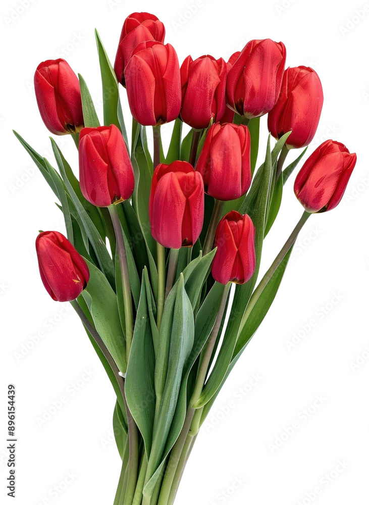 PNG Vibrant red tulips bouquet PNG Vibrant red tulips bouquet