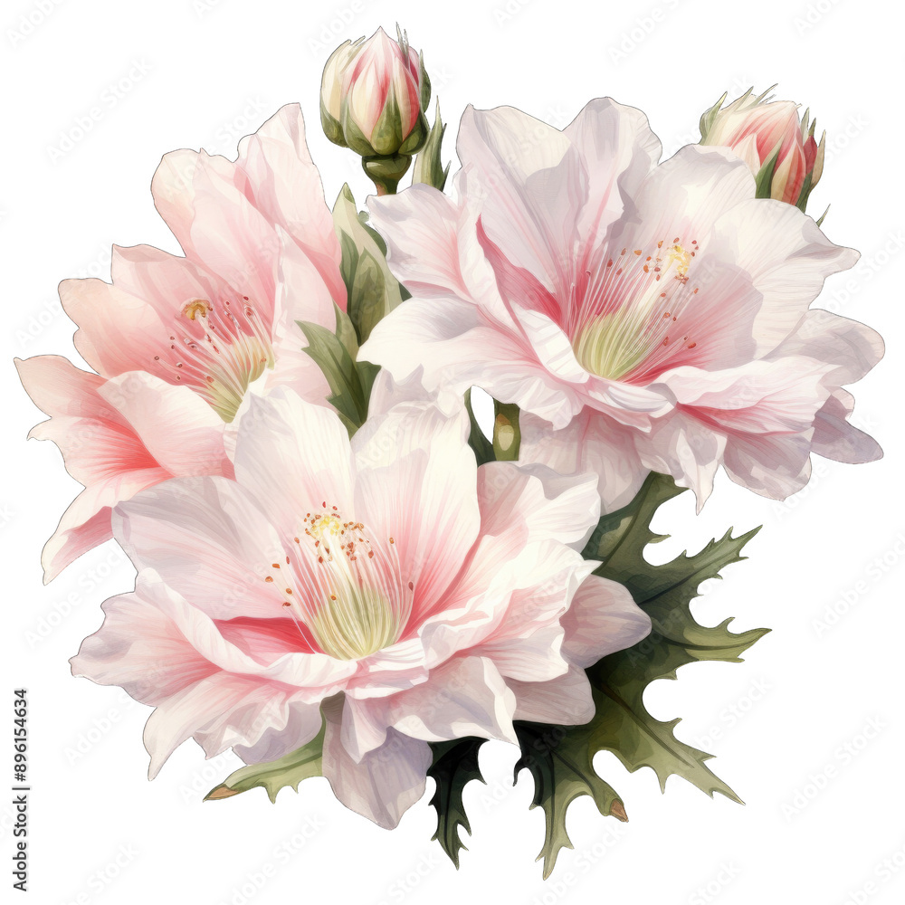Obraz premium Delicate pink flowers bloom gracefully, showcasing soft petals and vibrant greenery, symbolizing beauty and nature's elegance.
