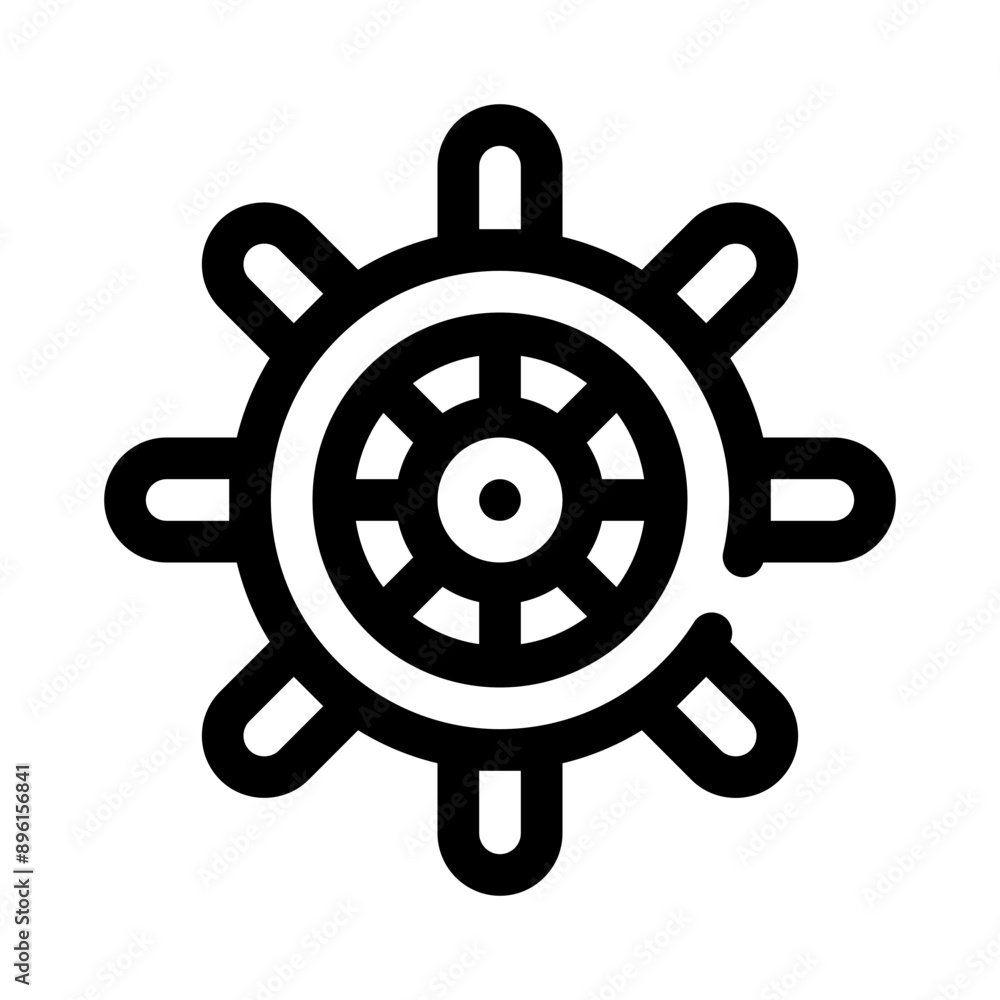Fototapeta premium ship wheel line icon