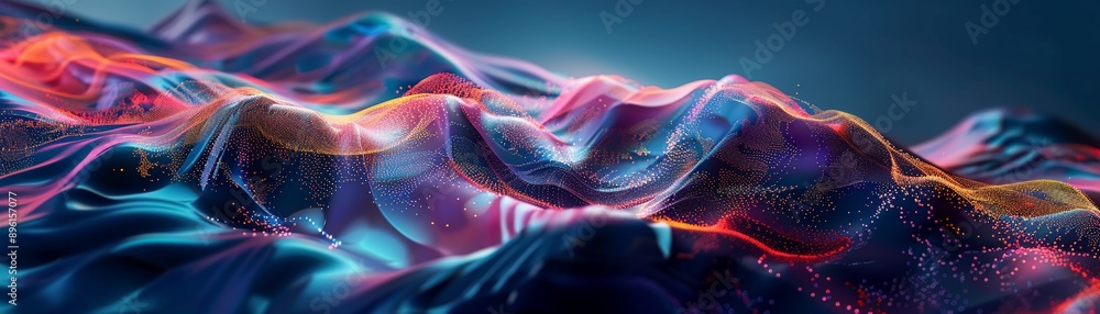 Fototapeta premium Abstract digital waves with vibrant colors, dynamic energy, futuristic design