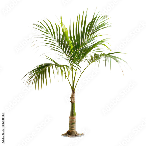 Young palm tree on white background photo