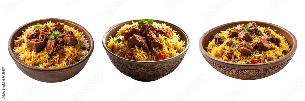 Set of Ramadan Feast Delicious Beef Biryani Isolated on a Transparent Background. Ramadan dinner, spicy, indian food, Iftar meal, Set of Ramadan Feast Delicious Beef Biryani Isolated on a Transparent Background. Ramadan dinner, spicy, indian food, Iftar meal,