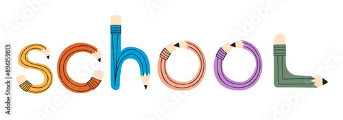 Educational  concept made from pencils. Back to school vector hand draw illustration