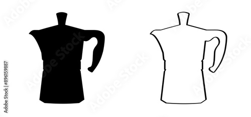 Cartoon Italian red coffee moka pot, coffee Percolator icon. Kitchen tools. Coffee can or pot, espresso machine. coffee maker or moka pot. Italy hot coffeemaker.
