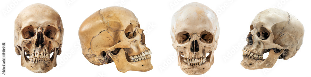 Collection of human skulls isolated on white or transparent background Collection of human skulls isolated on white or transparent background