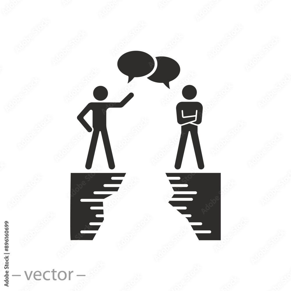 communication gap icon, business miscommunication, flat vector illustration communication gap icon, business miscommunication, flat vector illustration