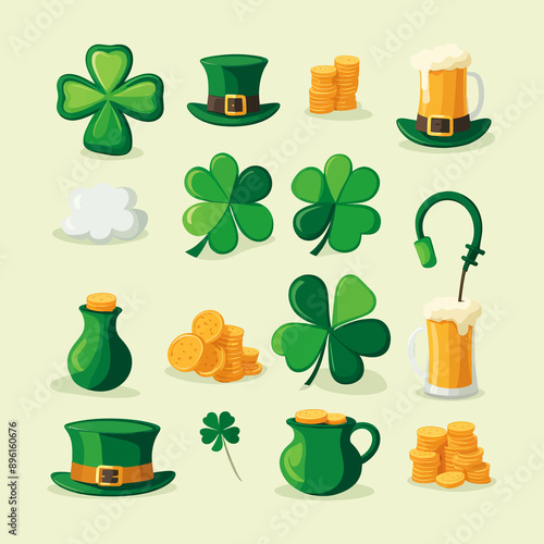 Wallpaper Mural St Patricks day vector illustration icon elements symbols Torontodigital.ca