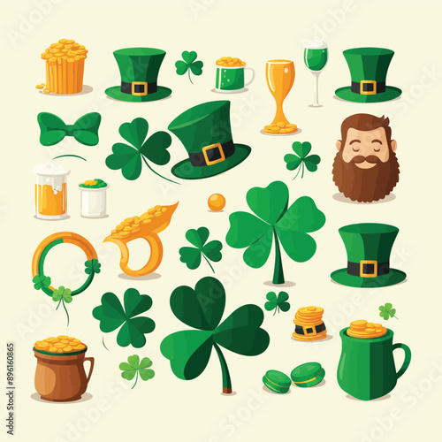 St Patricks day vector illustration icon elements symbols