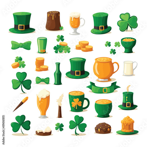 St Patricks day vector illustration icon elements symbols