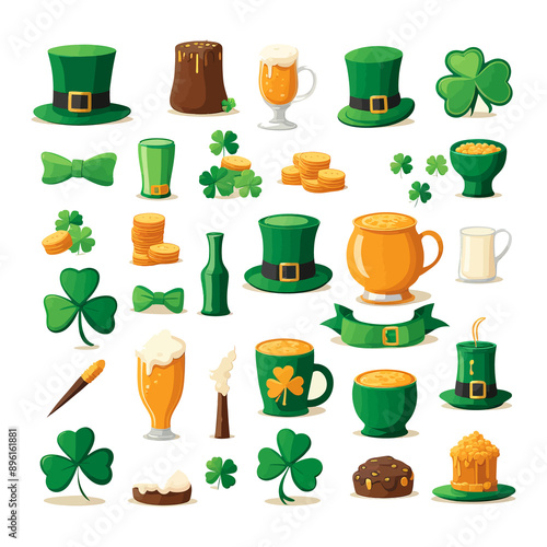 St Patricks day vector illustration icon elements symbols
