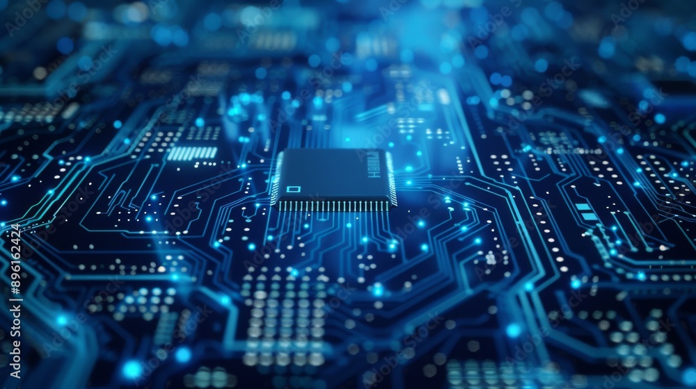 Abstract digital circuit board in blue tones Abstract digital circuit board in blue tones