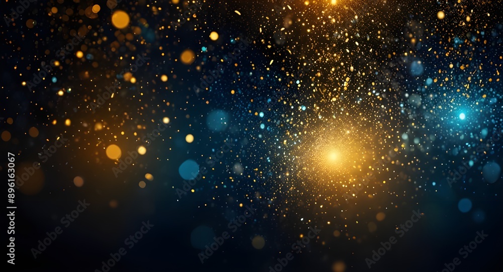 background of abstract glitter lights. gold, blue and black. de focused background of abstract glitter lights. gold, blue and black. de focused