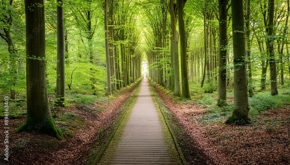 Fototapeta premium Pure Nature: Atmospheric Walkways in Leuven's Beech Forest