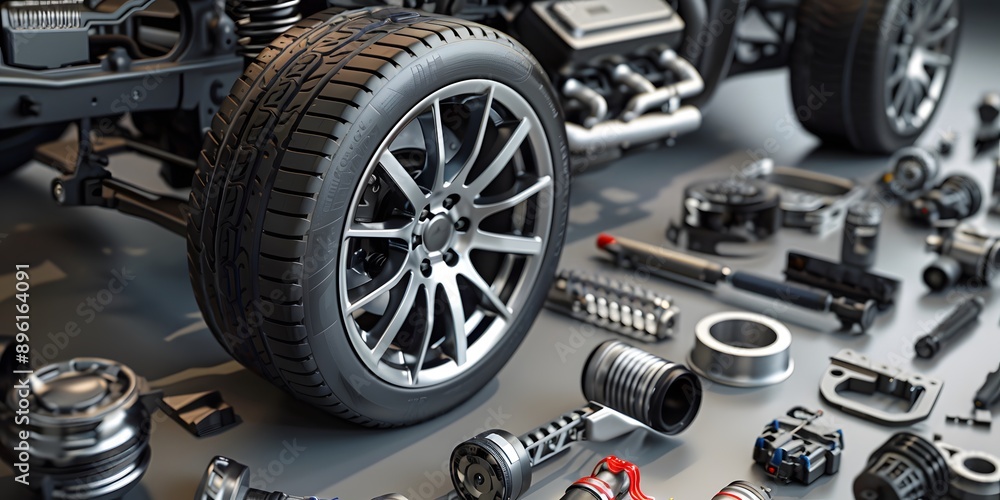 Automotive Symphony. Close-up exploration of various car parts Automotive Symphony. Close-up exploration of various car parts