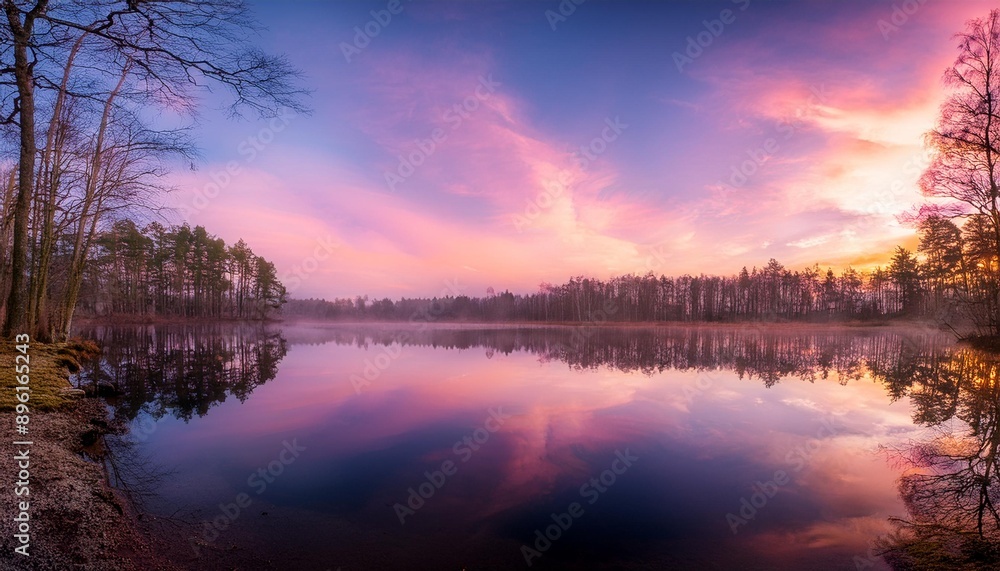 Dawn's Tranquility: Early Spring Sunrise on Calm Waters Dawn's Tranquility: Early Spring Sunrise on Calm Waters
